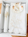 Conjunto para Batizado: vela, toalha e concha Batizado Pomba