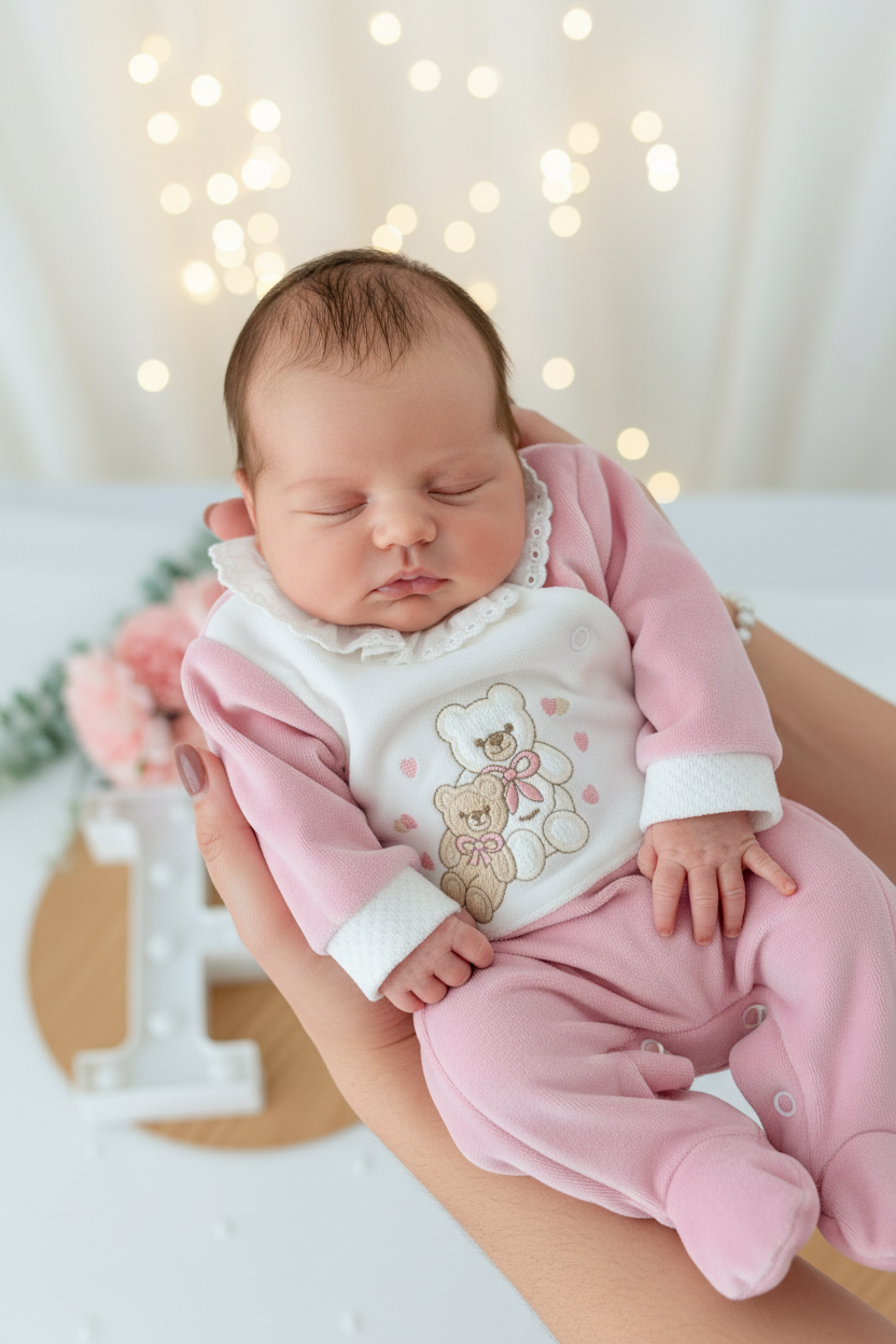 Babygrow corações em veludo