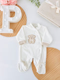 Babygrow veludo com ursinho em malha
