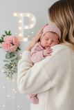 Babygrow e touca Rosa Velho em malha Outono Inverno