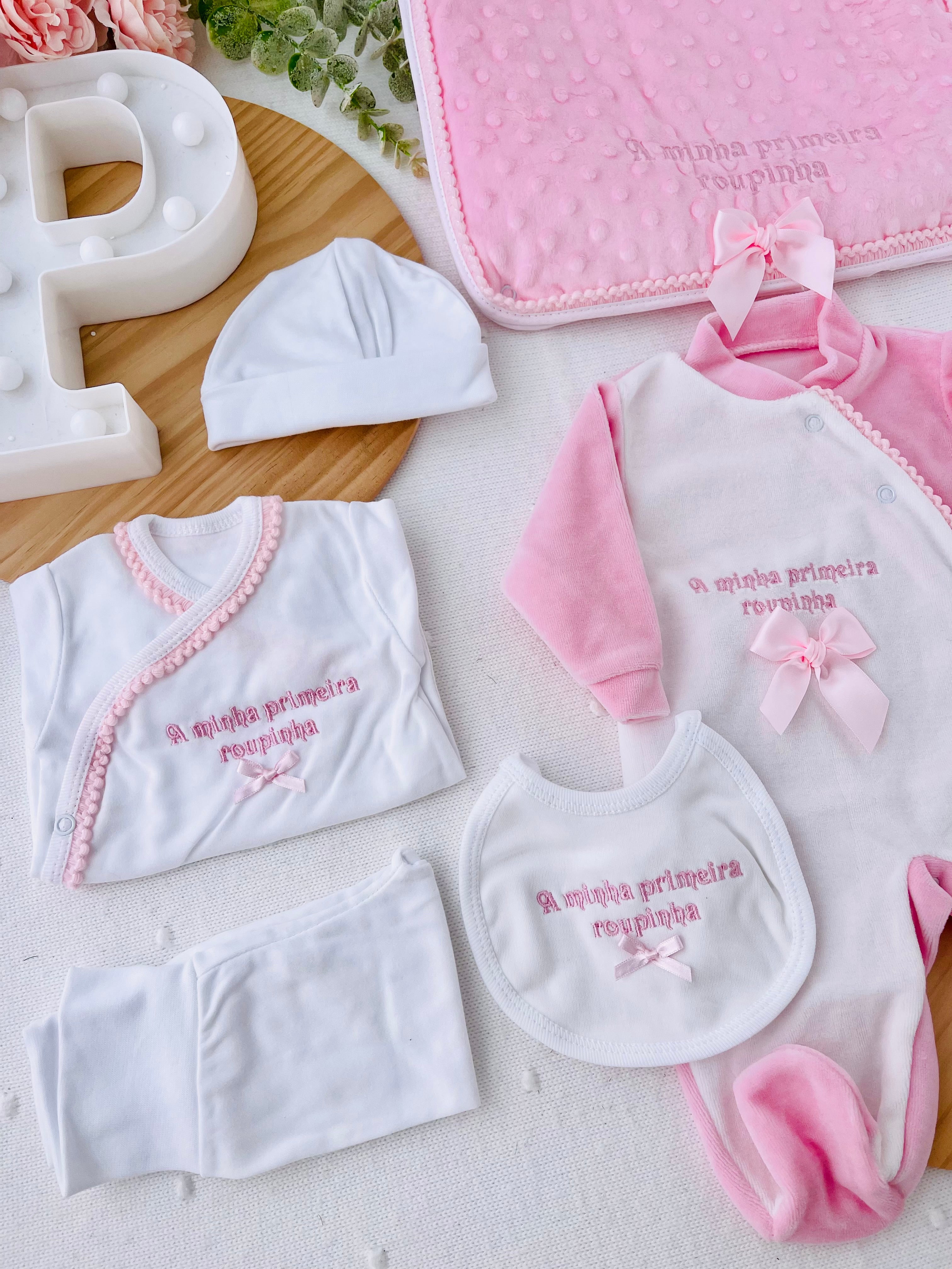 Conjunto primeira roupinha veludo - 6 peças