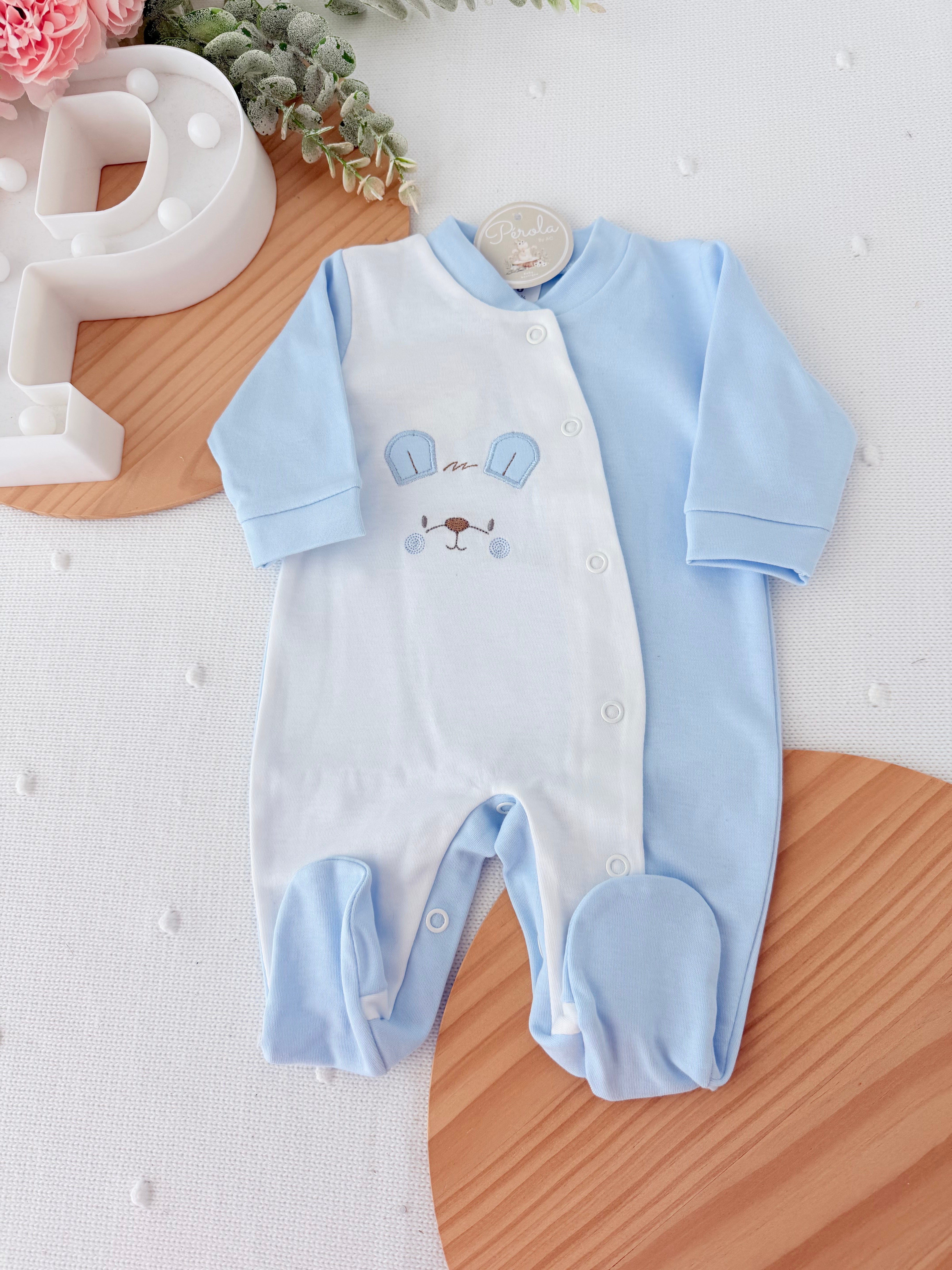 Babygrow tema orelhinhas algodão