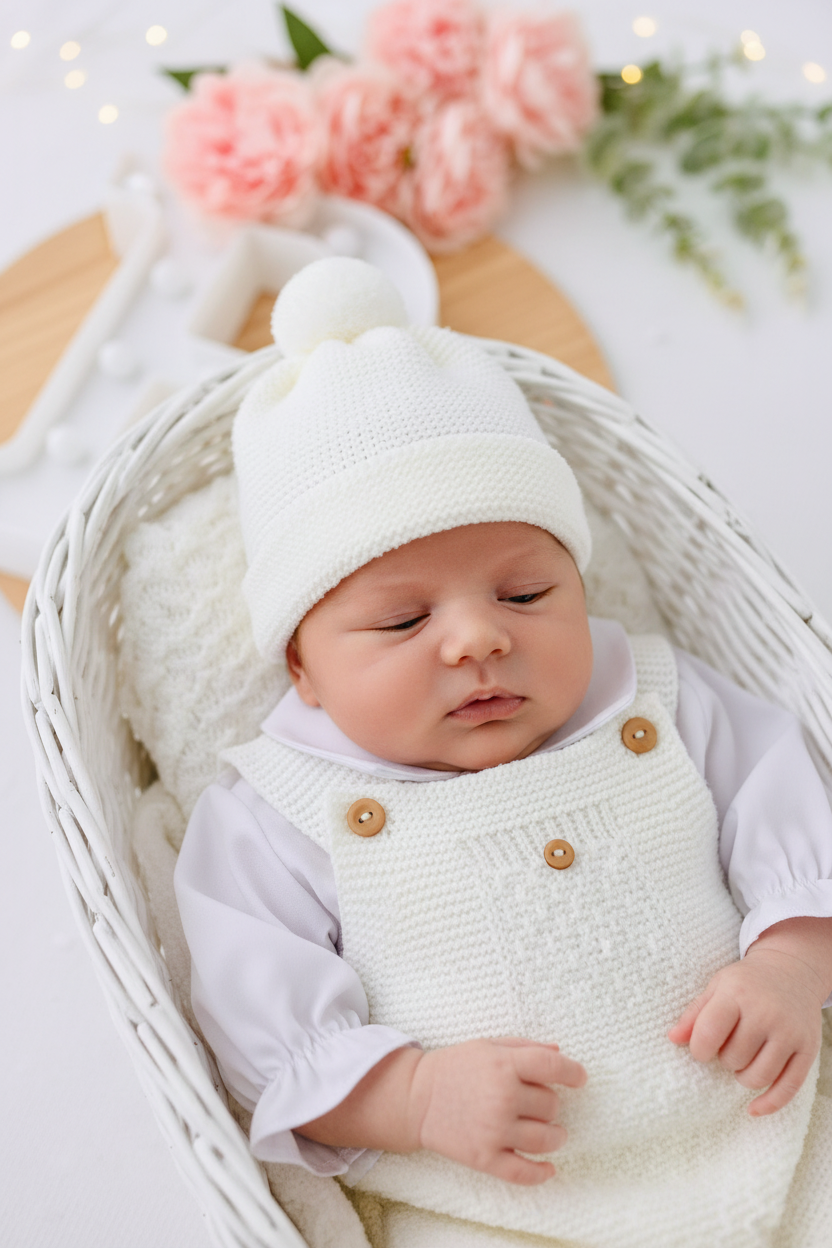 Saída maternidade menino pérola : 3 peças Outono/Inverno