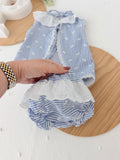Conjunto riscas azul menina