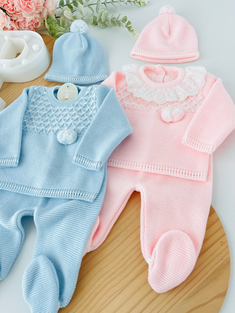 Conjunto malha Azul ou Rosa Outono/Inverno