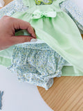 Conjunto Floral de 3 peças: vestido, blusa e tapa fraldas