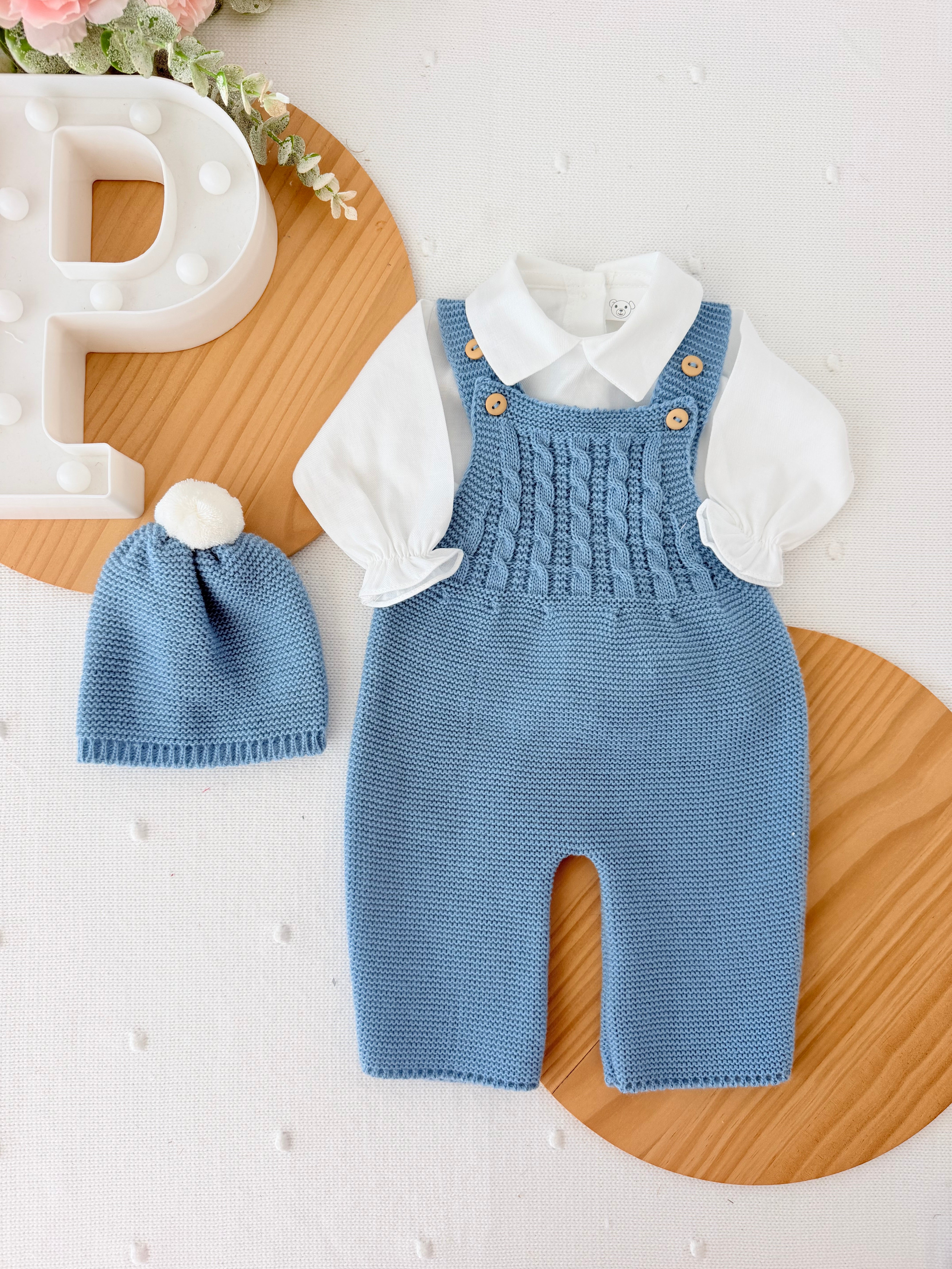 Saída maternidade menino azul cobalto  : 3 peças Outono/Inverno