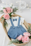 Conjunto especial cerimónia para menino: calções, camisa e laço