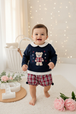 Conjunto ursinho xadrez: calções e camisola