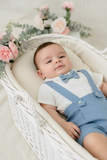 Conjunto especial cerimónia para menino: calções, camisa e laço