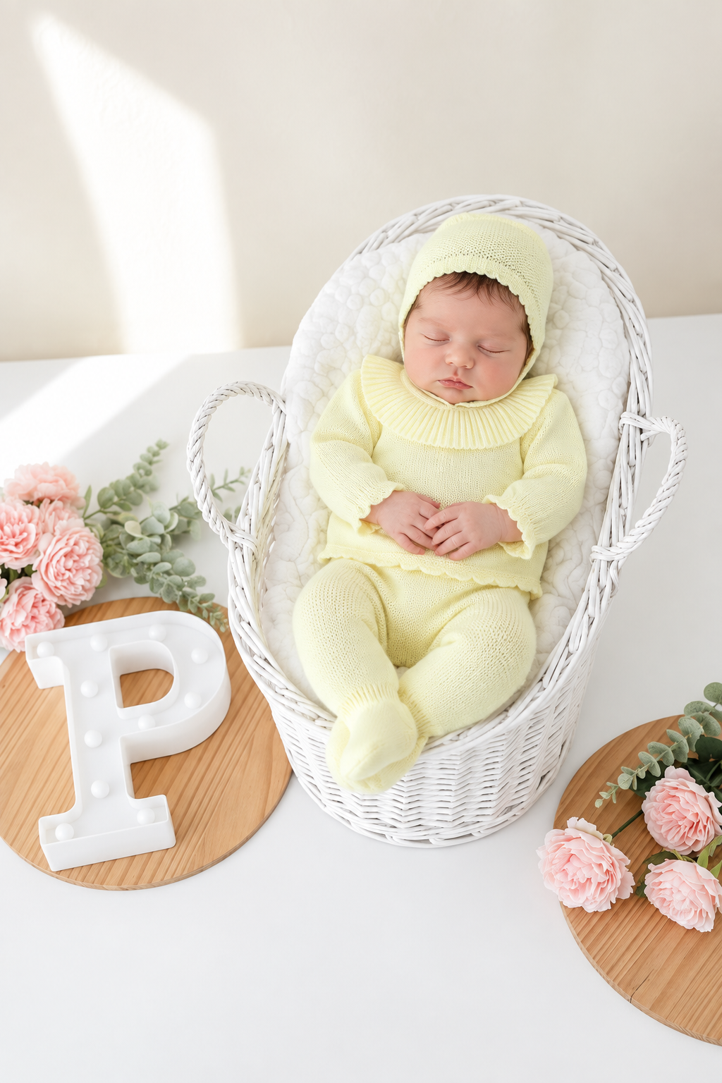 Conjunto doce ternura amarelo : camisola , calças e touca