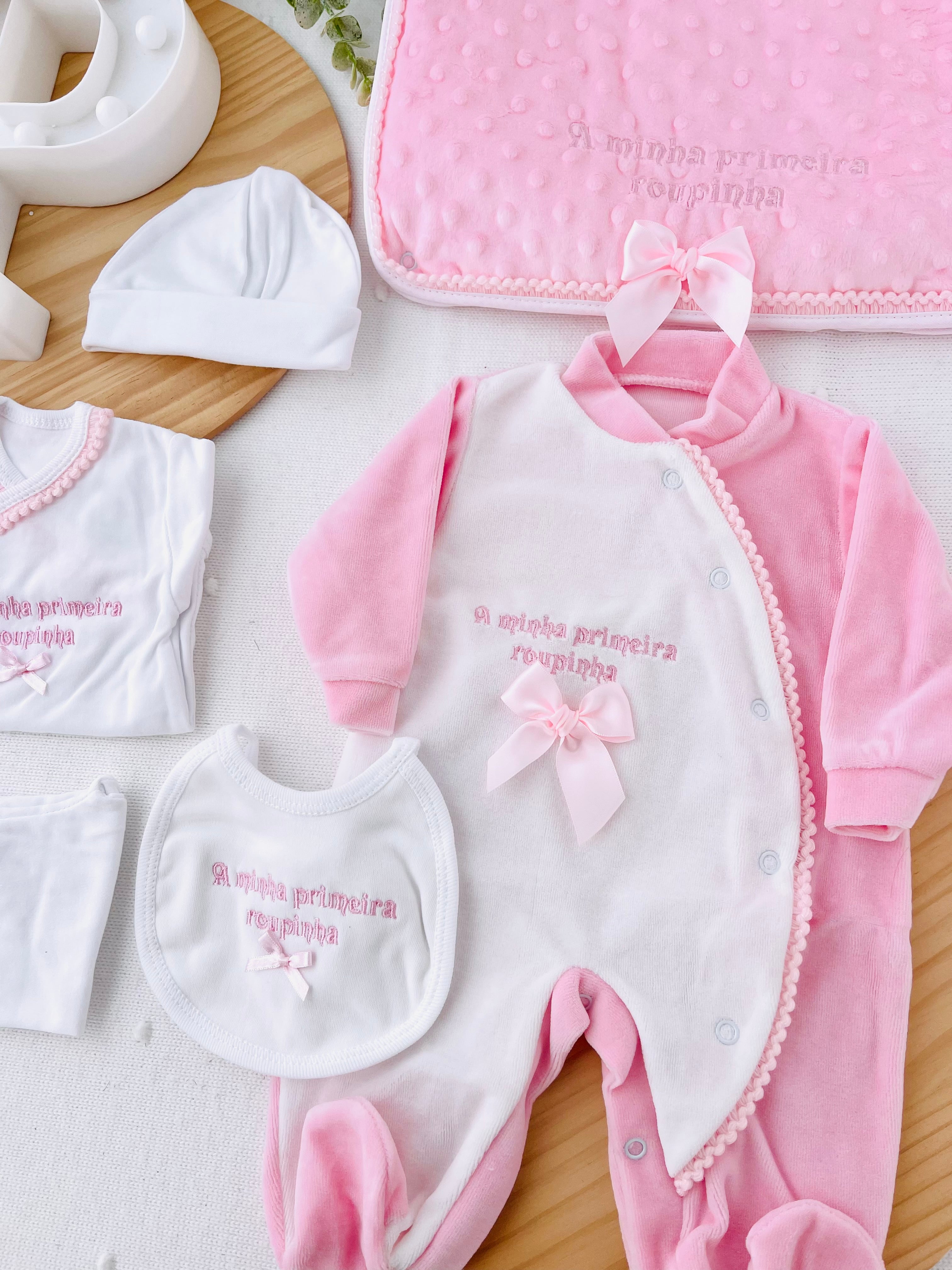 Conjunto primeira roupinha veludo - 6 peças