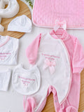 Conjunto primeira roupinha veludo - 6 peças