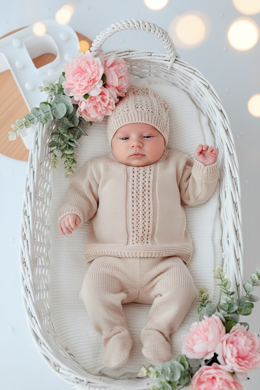 Conjunto unissexo bege recém nascido