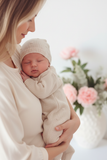 Babygrow e touca Bege em malha Outono Inverno
