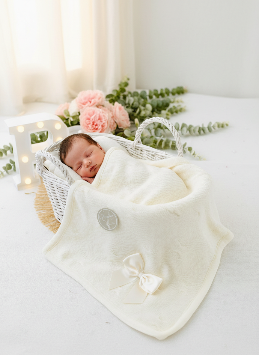 Manta dupla (malha e tecido polar) com laço