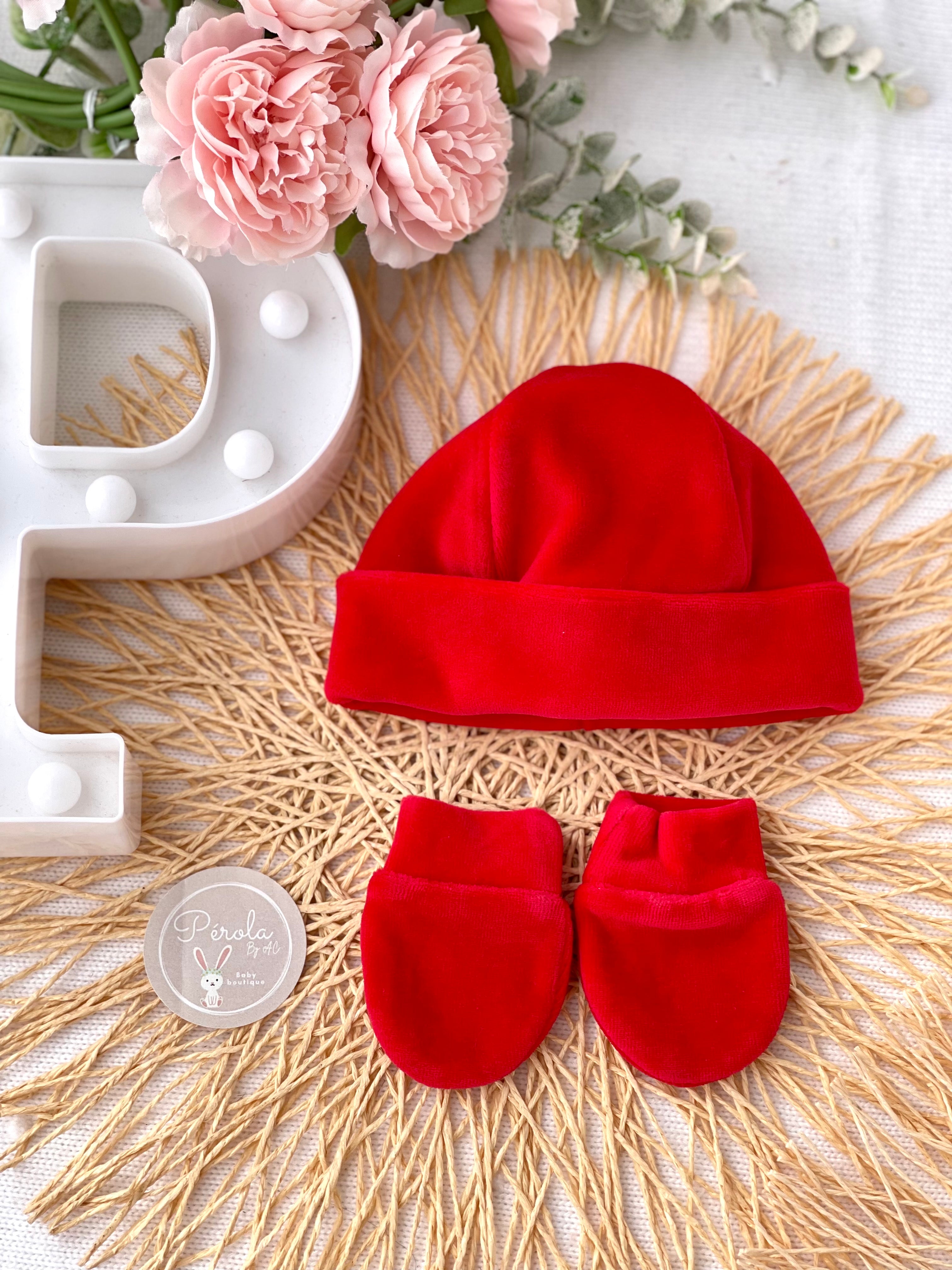 Conjunto gorro e luvas Veludo