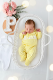 Conjunto primeira roupinha veludo em Amarelo