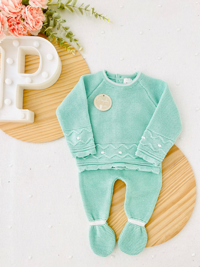 Conjunto malha Pintas: calças e camisola 100% algodão