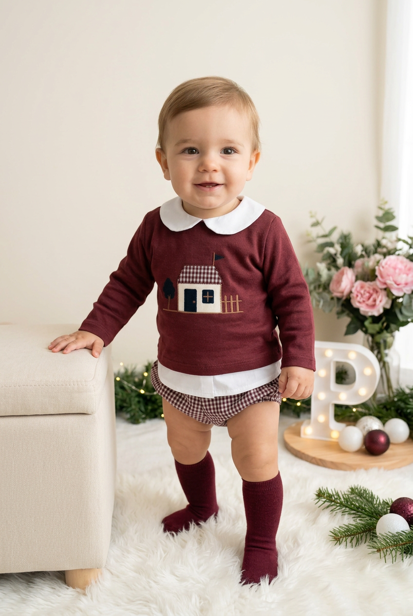 Conjunto casinha unissexo: camisola e calções