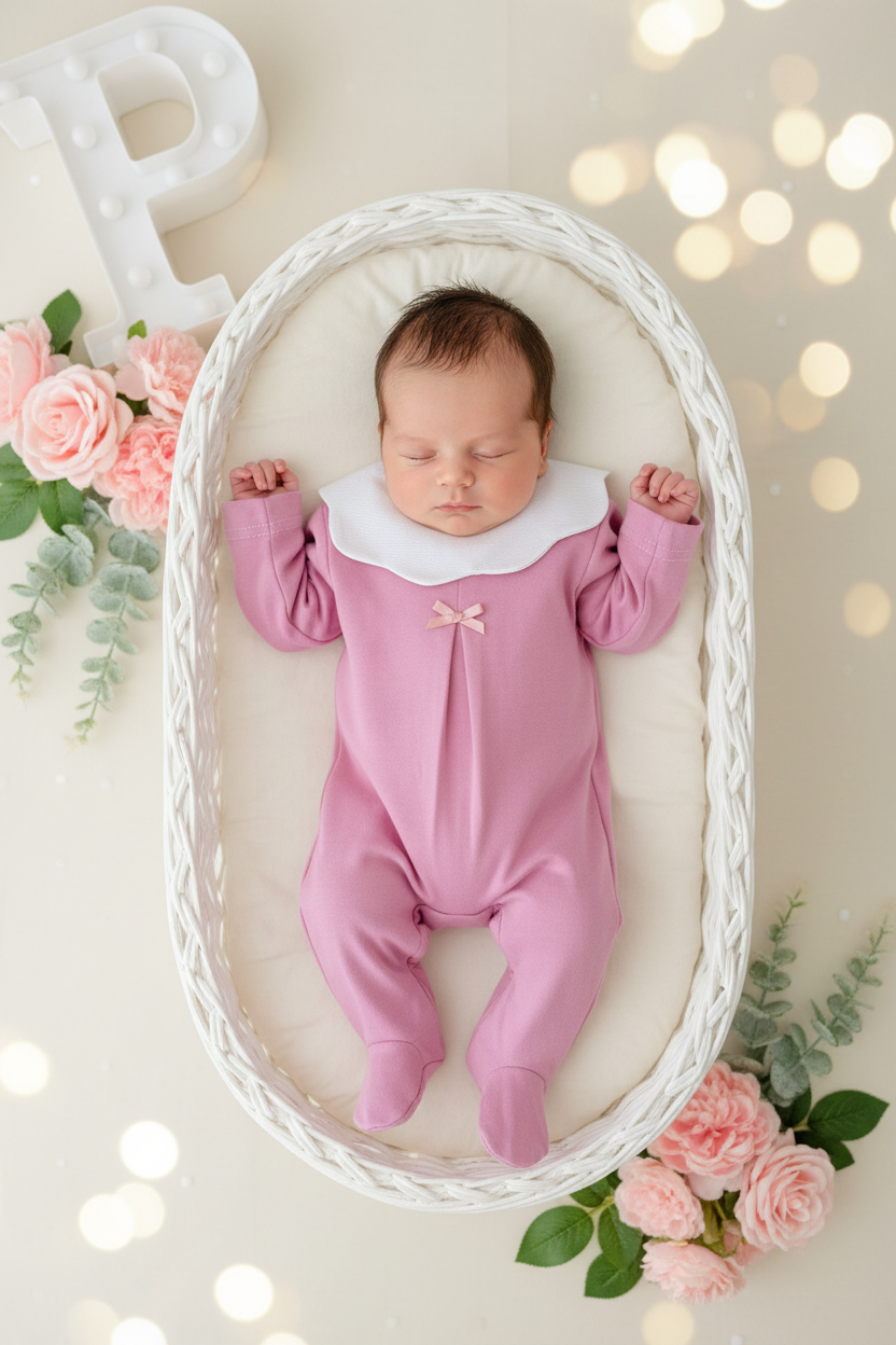 Babygrow gola flor em algodão