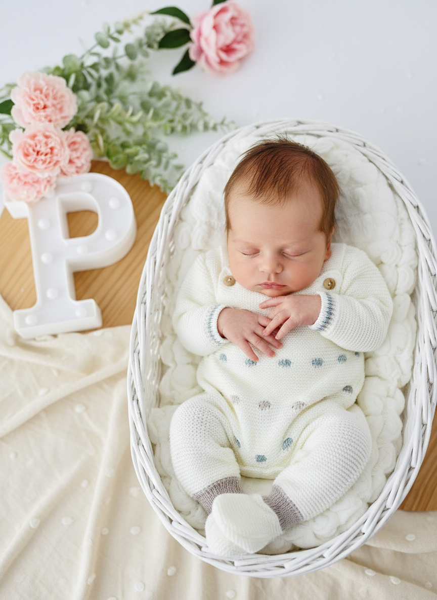 Conjunto pintas unissexo: jardineiras, camisola e gorro