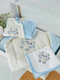 Pack panda em veludo: Babygrow, fralda e manta