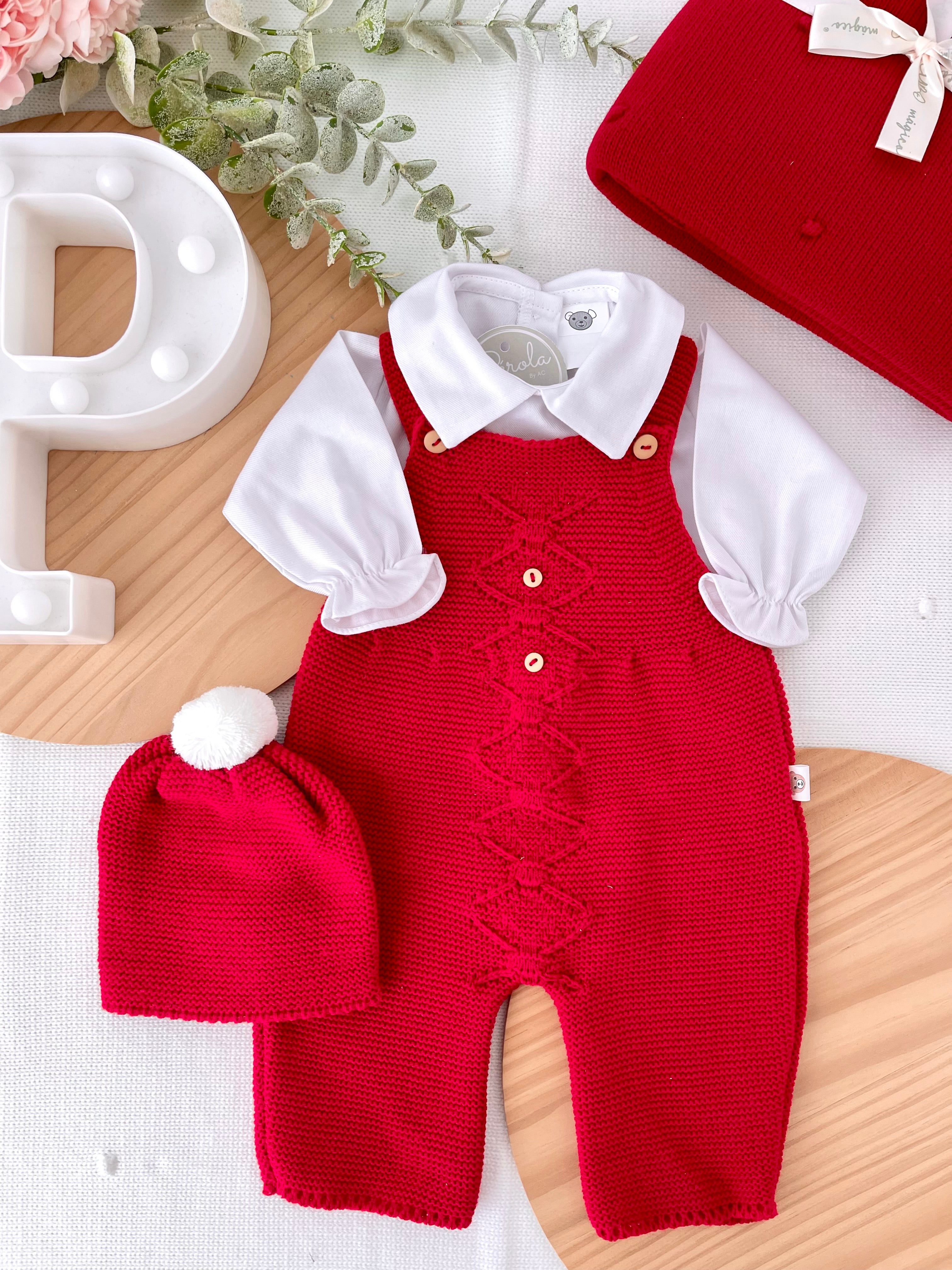 Saída maternidade menino vermelho- Outono/Inverno