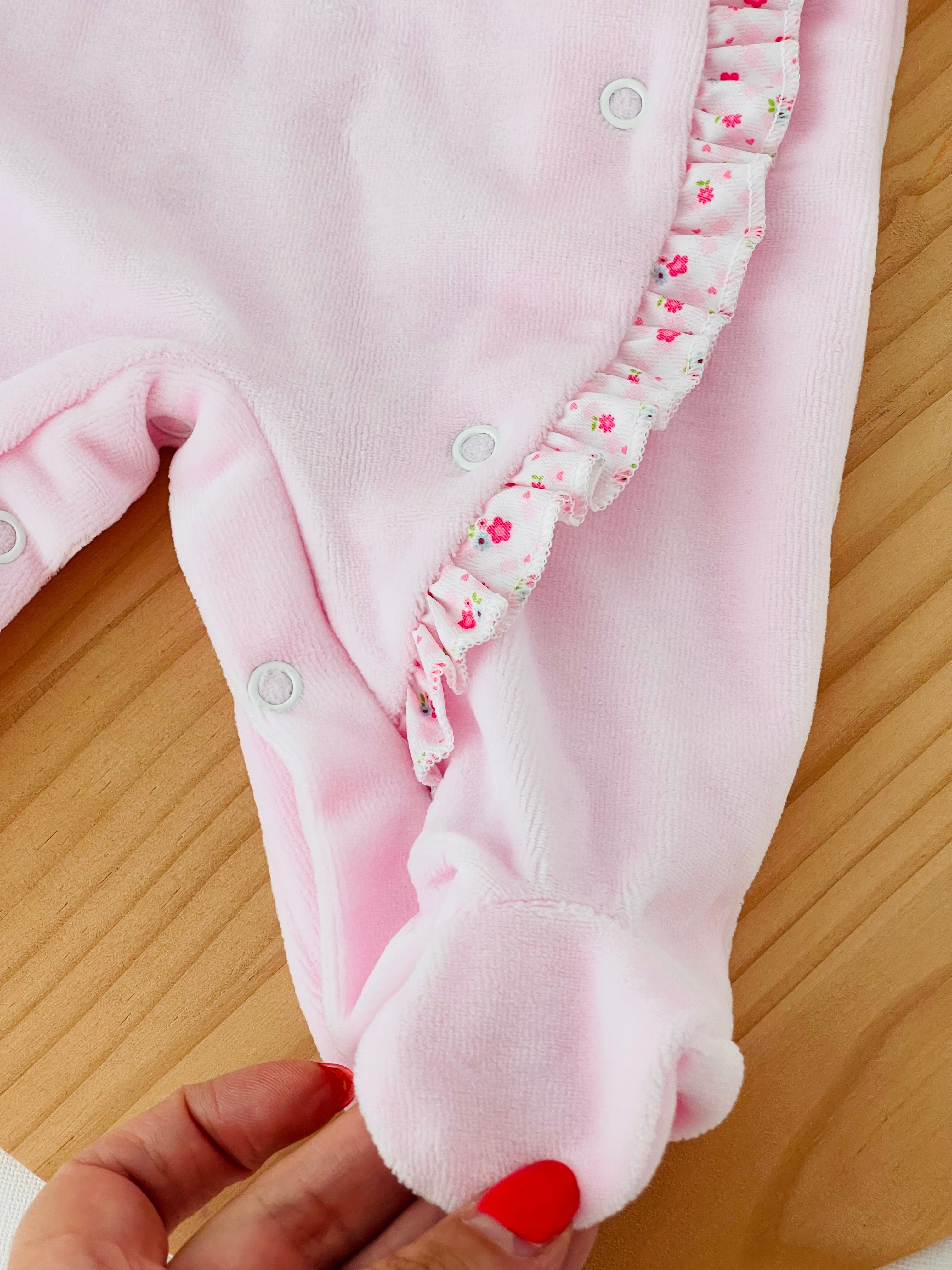 Babygrow tema flores em VELUDO