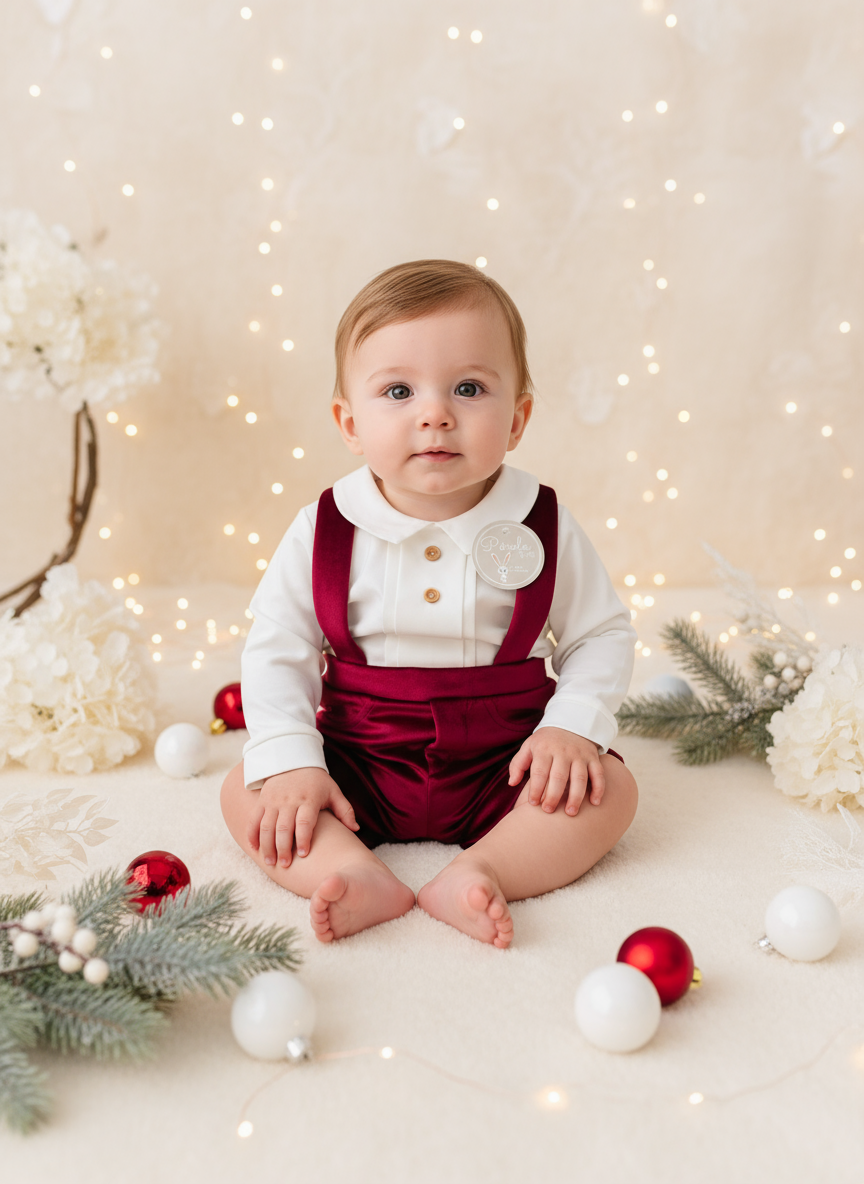 Conjunto premium em veludo: Calções com alças e camisa