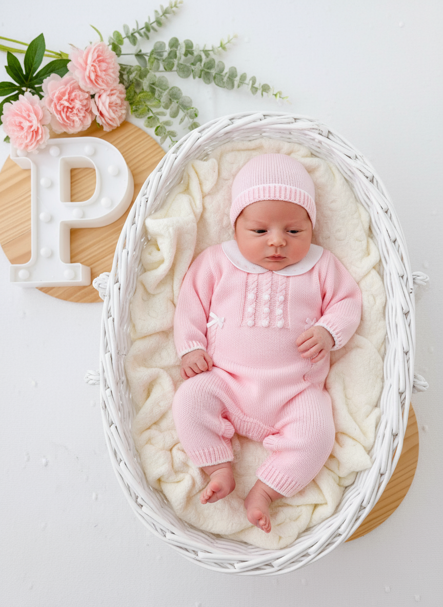 Saída de maternidade: macacão e gorro Outono/Inverno