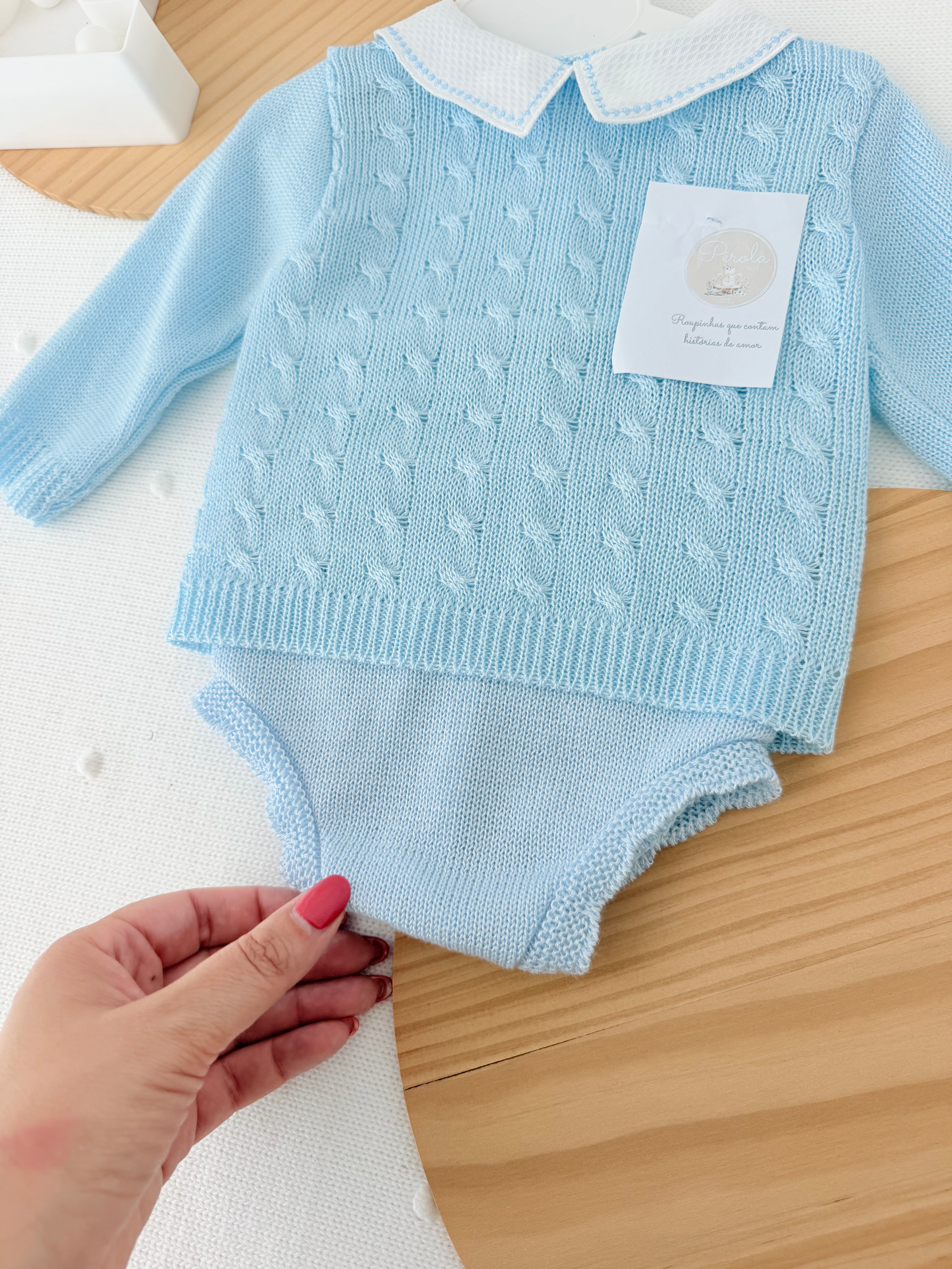 Conjunto azul : camisola e tapa fraldas 1/3M