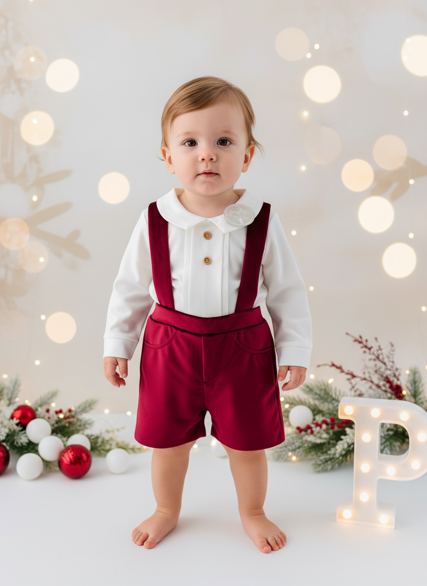 Conjunto premium em veludo: Calções com alças e camisa