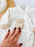 Babygrow veludo com ursinho em malha