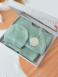 Conjunto malha 100% algodão: camisola, calças e gorro