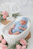 Conjunto azul 3 peças: camisola, tapa fraldas e gorro 1/3M