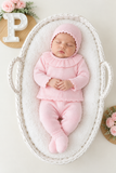 Conjunto doce ternura rosa : camisola , calças e touca