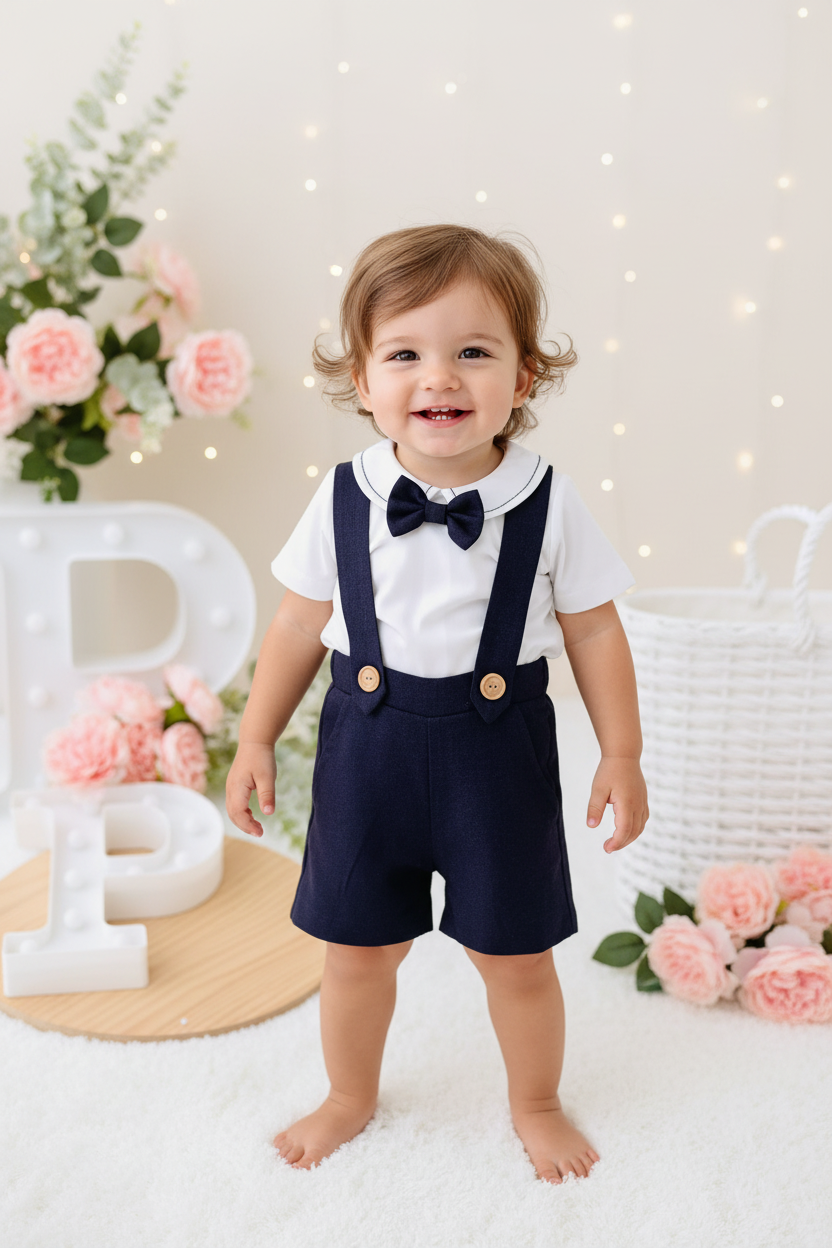Conjunto cerimónia em linho com laço para menino