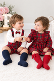 Conjunto xadrez vermelho  menino 6-12-18M