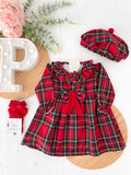 Conjunto Menina Tartan Vermelho - Vestido e Bóina