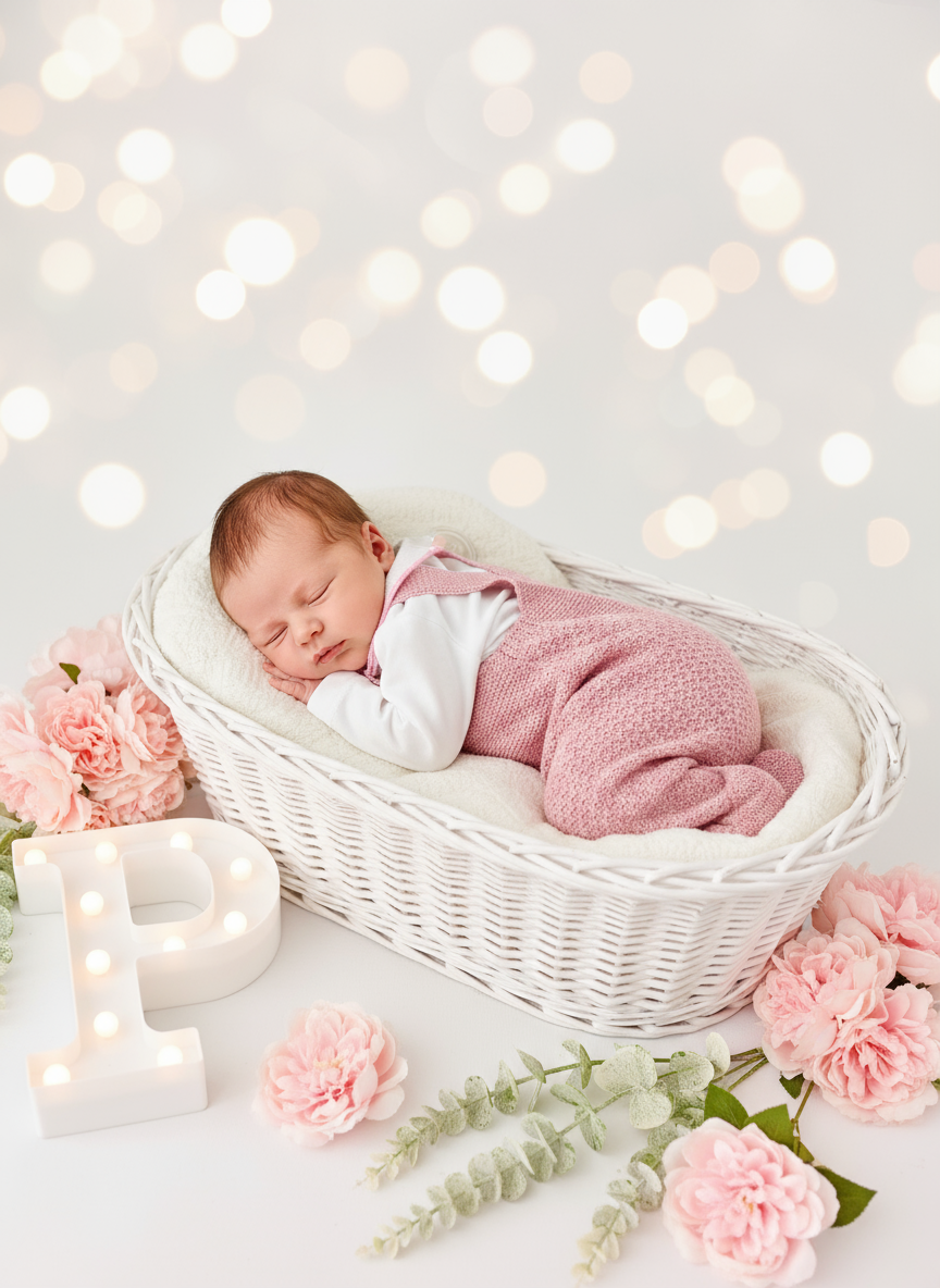 Saída de maternidade Amor de Mãe: jardineiras, camisola e gorro