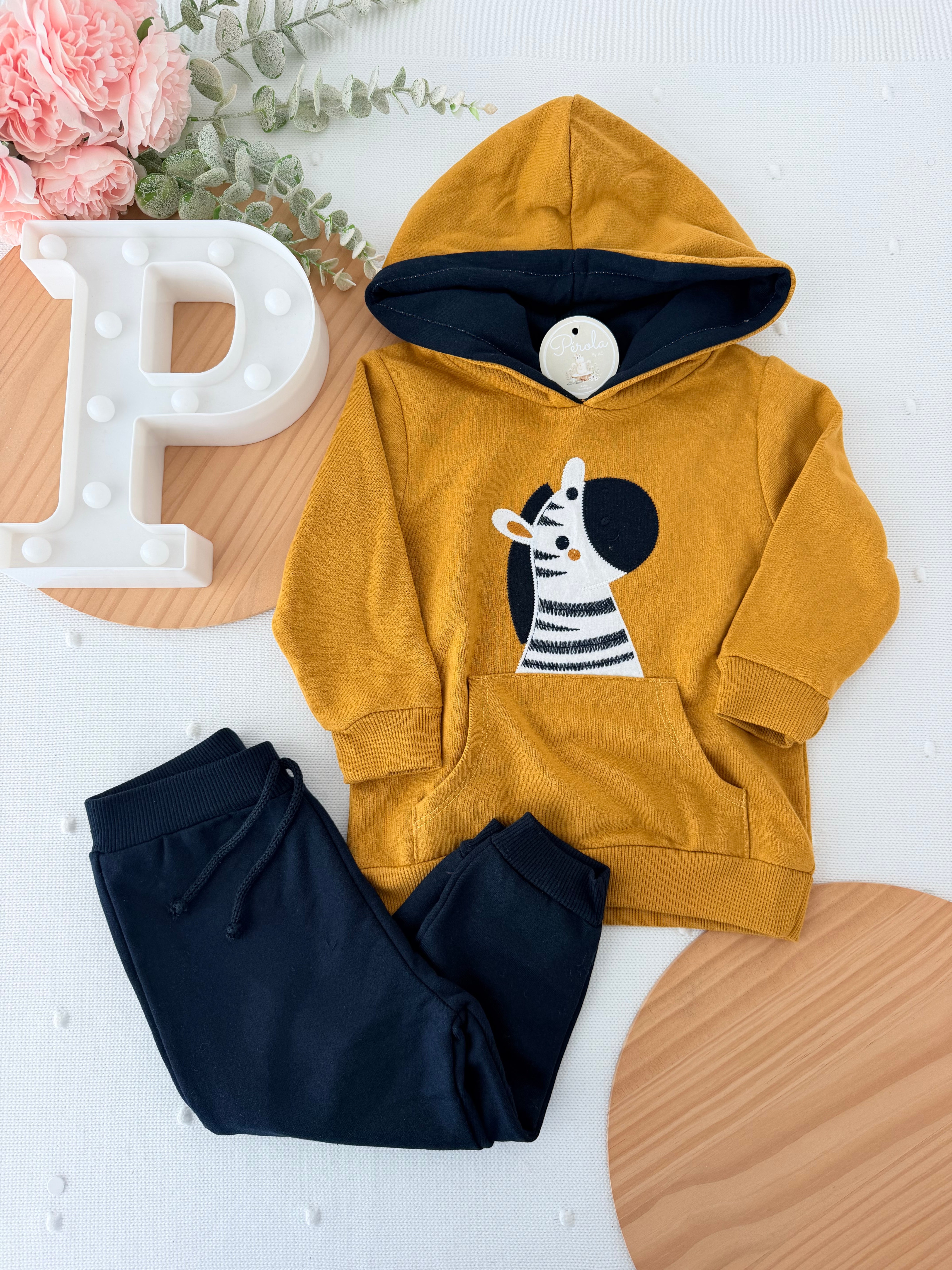 Fato de treino zebra: camisola com capuz e calças