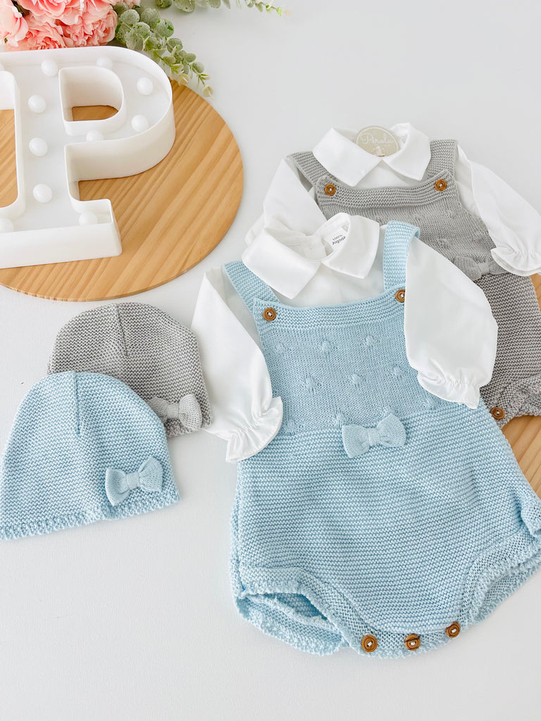 Conjunto lacinho menino: fofo, camisa e gorro 100% algodão