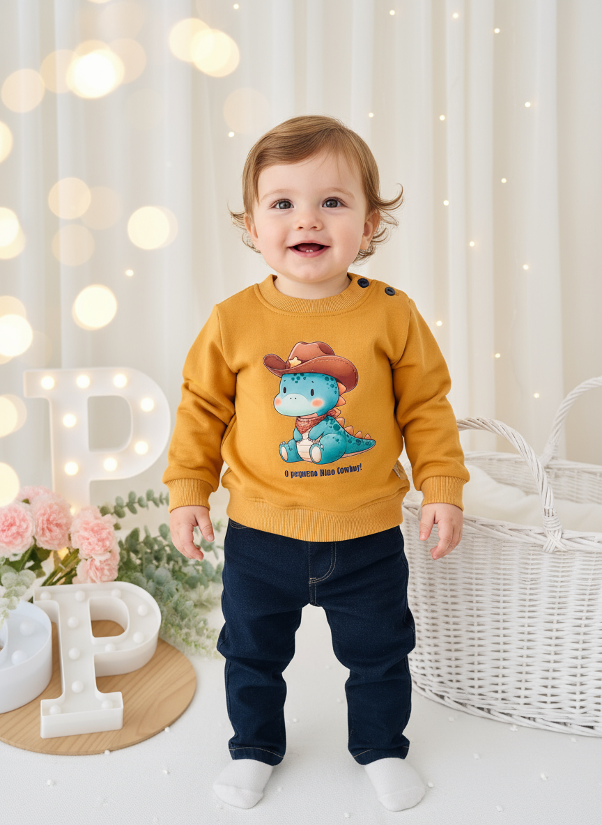 Camisola e calças de ganga: pequeno cowboy