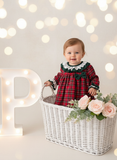 Vestido tartan com detalhes em verde