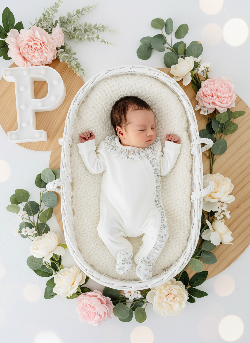 Babygrow tema flores em algodão