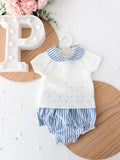 Conjunto riscas Azul: camisola e tapa fraldas
