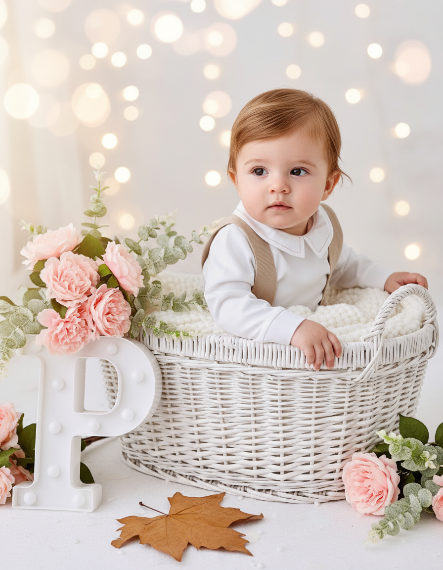 Conjunto menino bege: Calções bombazine e camisa- Outono/Inverno