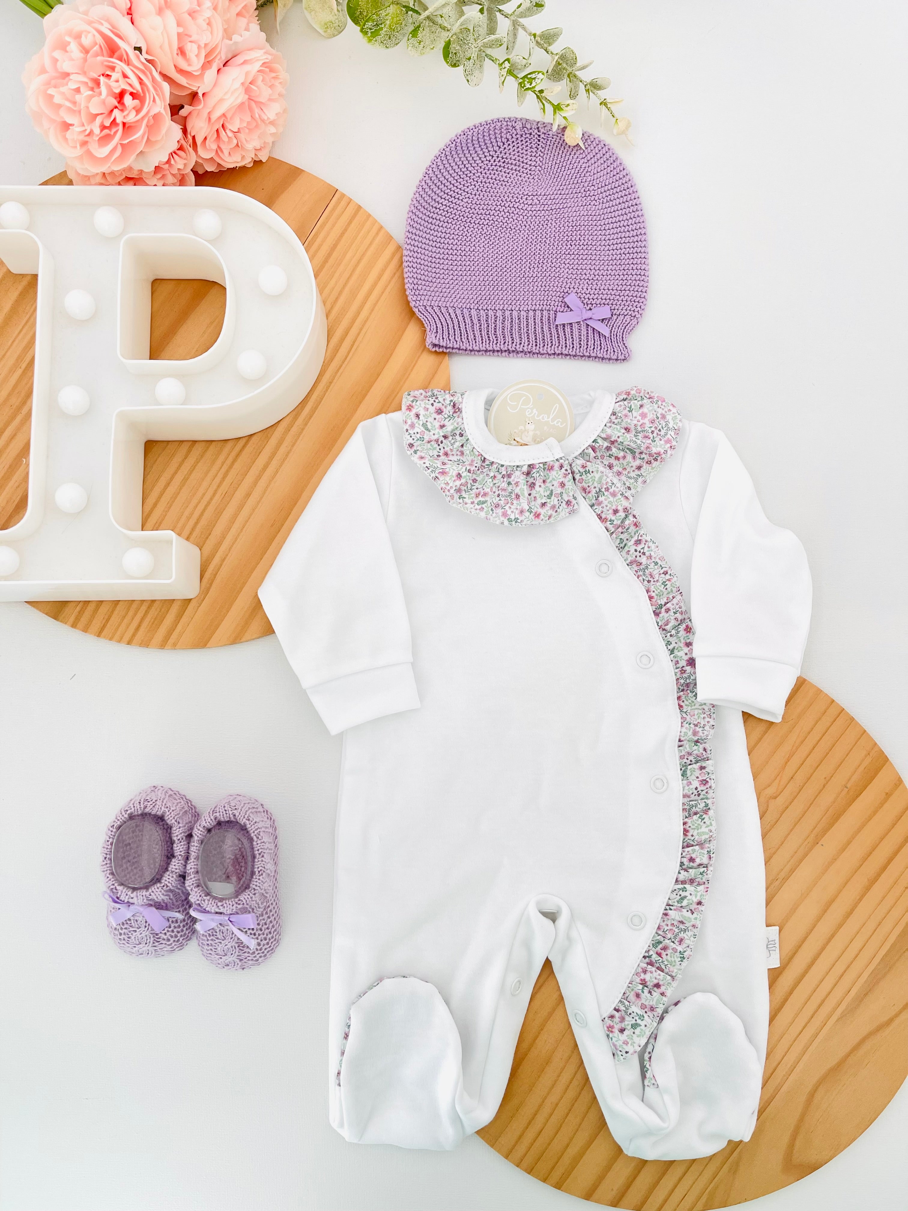 Babygrow em algodão - tema flores