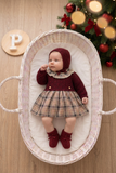Vestido e touca de malha Bordeaux